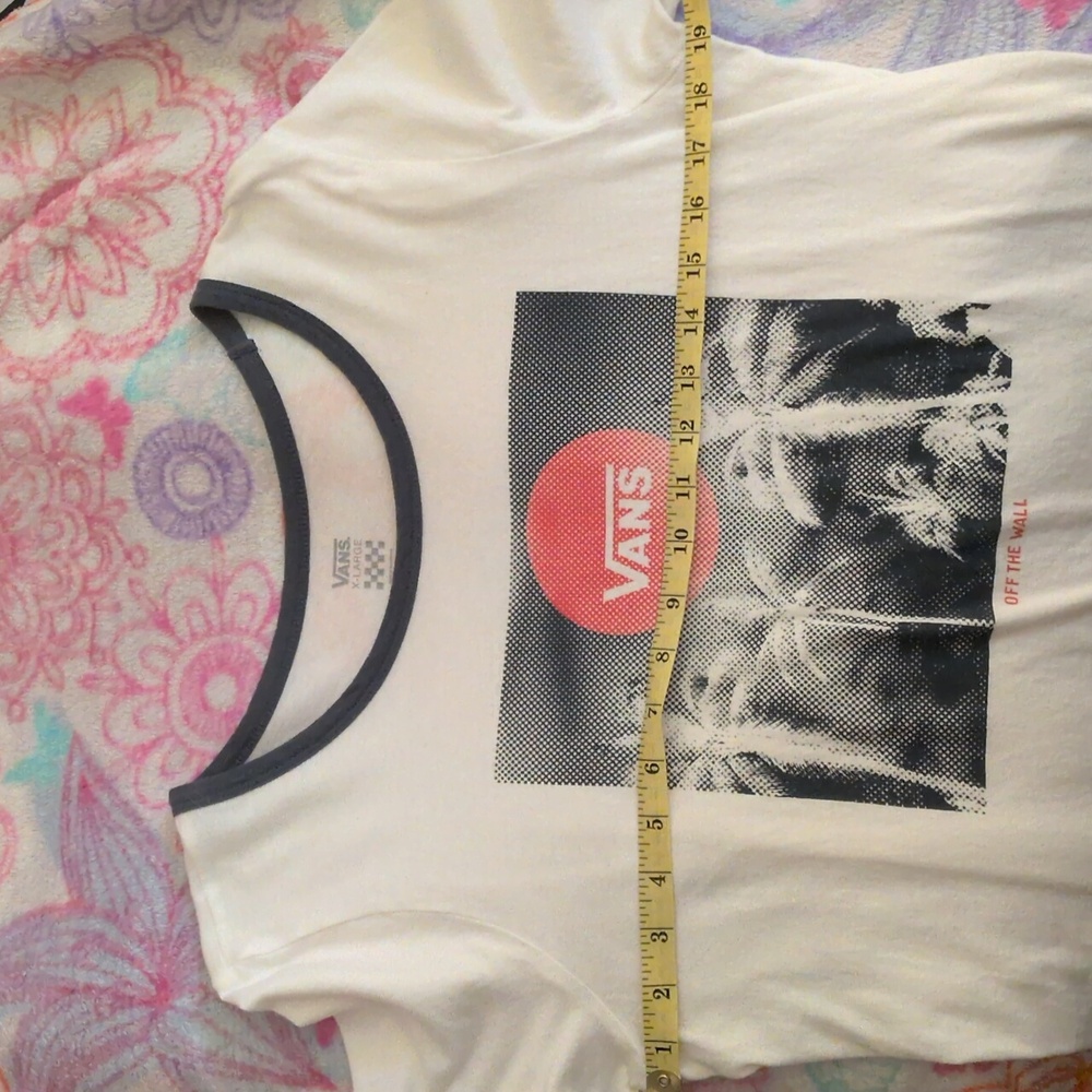 Vans Womens Palm Tree Graphic Ringer Tee Size XL - Picture 7 of 10
